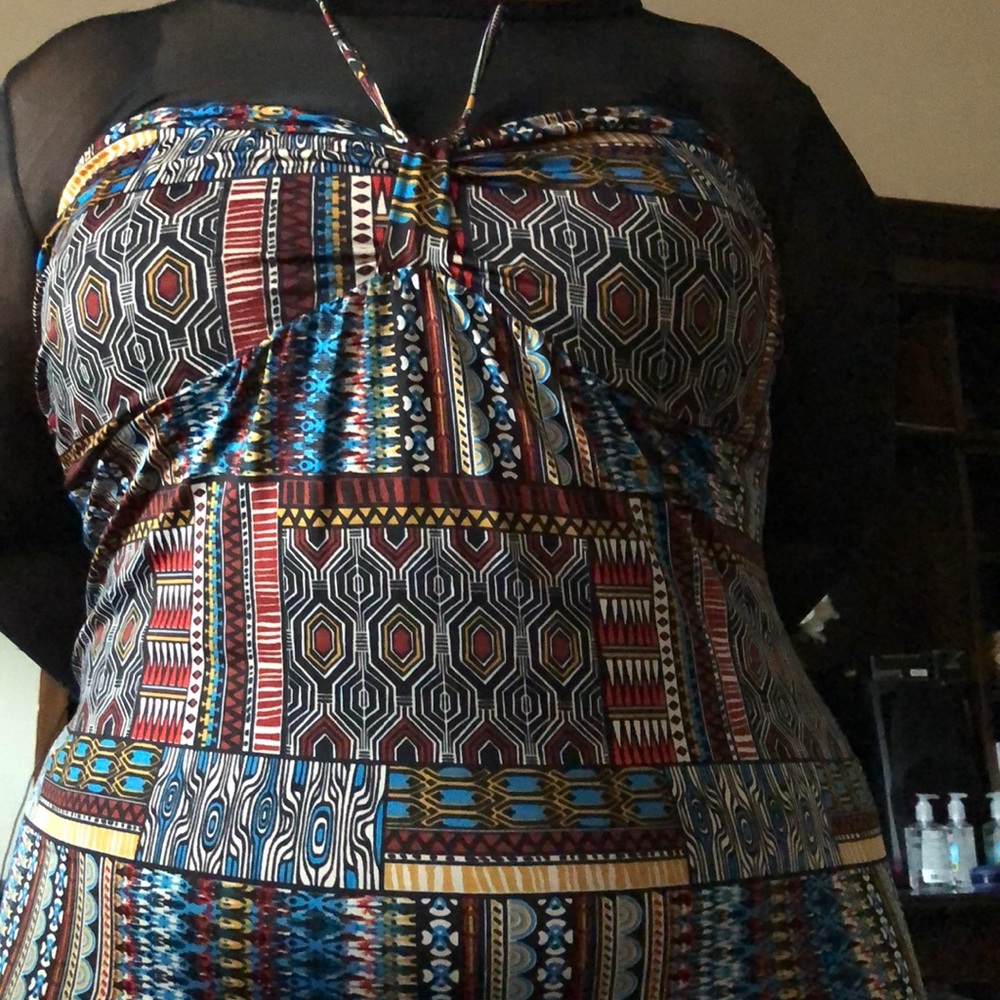 Multi colered maxi dress.